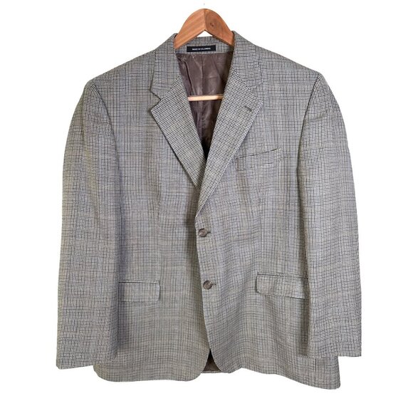 Lauren Ralph Lauren Men Houndstooth Plaid Blazer Lined Silk Blend Sport Coat 46R - Picture 3 of 15